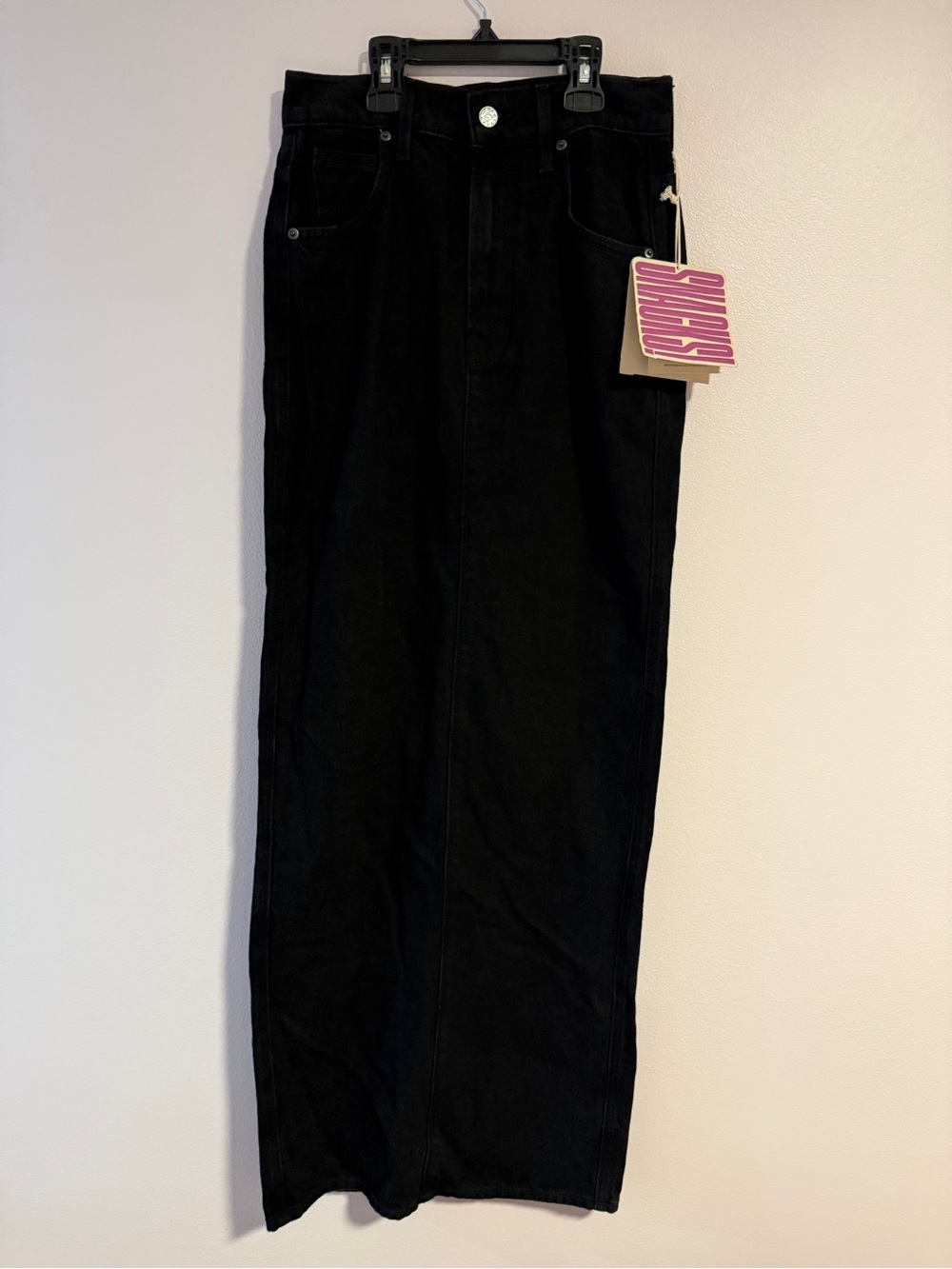 NWT MOTHER - The Candy Stick Denim Maxi Skirt, licorice black, size 25 MSRP $208 - Picture 2 of 12